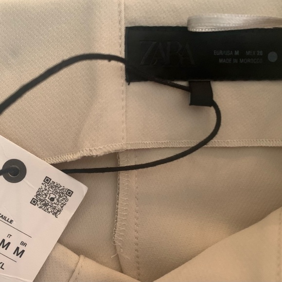 Zara Cream Wide Leg Cropped Pants NWT Size Medium - Picture 4 of 9